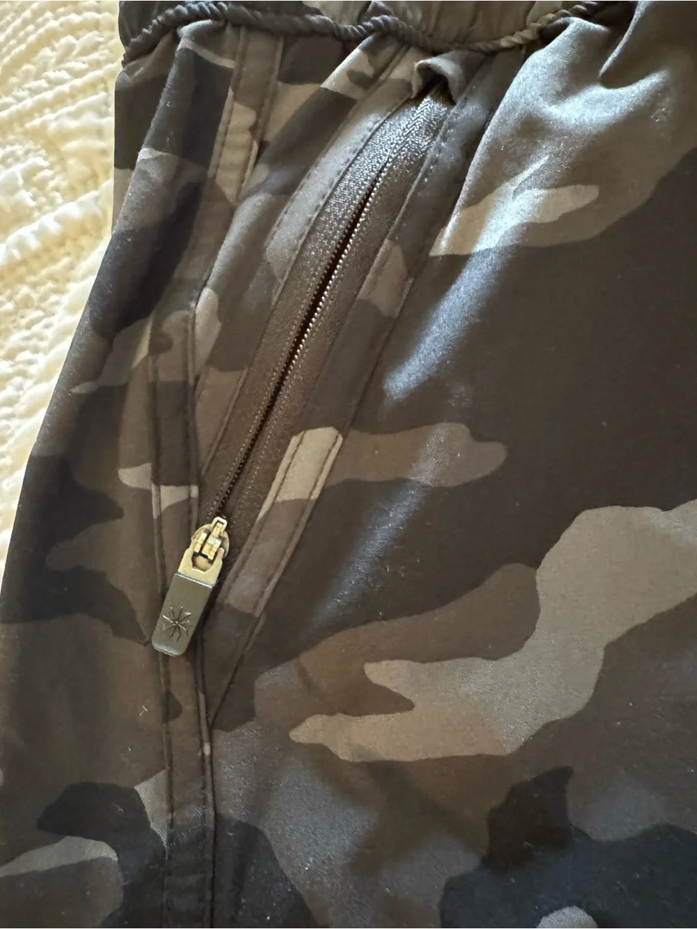 Athleta Girl Black and Charcoal Camo Romper